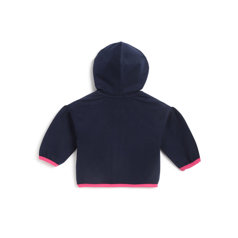 Girls Dark Blue Printed Jacket image number 1